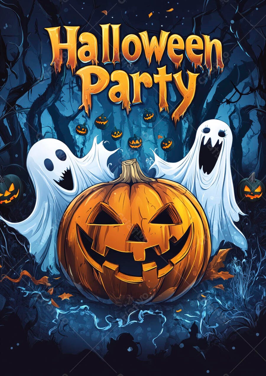 Halloween Party Abóboras Fantasmas Floresta Assombrada Outubro