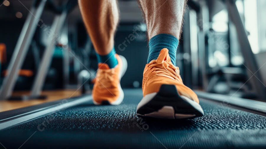 Foto Pés Correndo Esteira Academia Fitness Treino