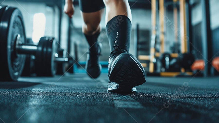 Foto Pés Atleta Correndo Academia Treino Funcional