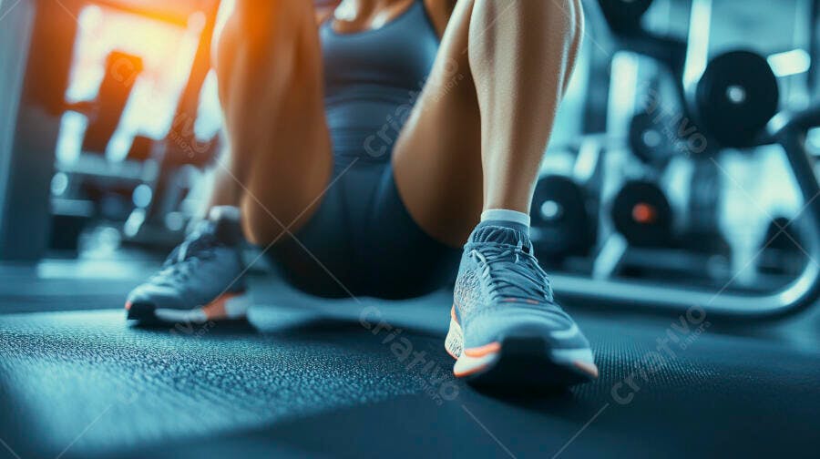 Foto Mulher Treinando Abdominal Academia Fitness Esporte