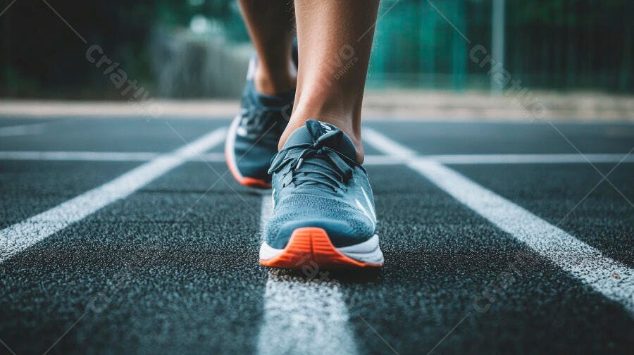 Foto Pés Correndo Tênis Esportivo Pista de Atletismo