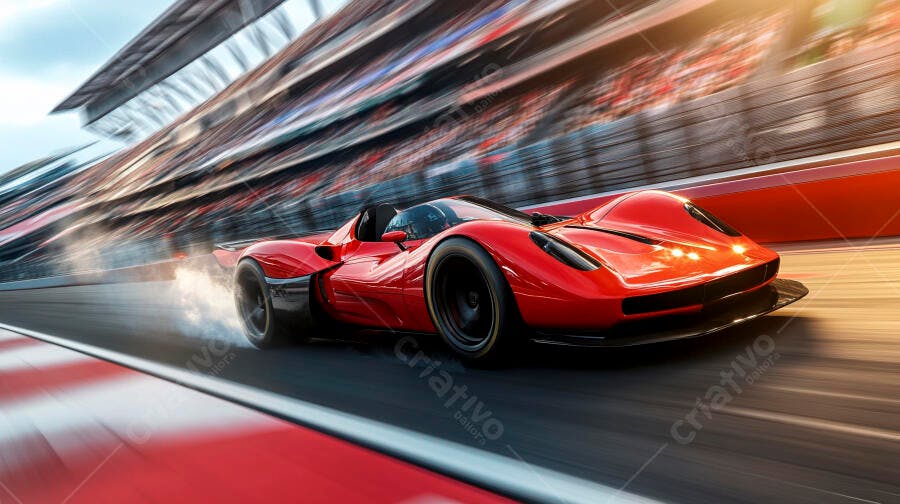 Foto Carro de Corrida Vermelho em Alta Velocidade Pista de Automobilismo