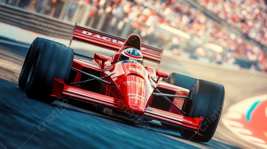 Foto Carro de Fórmula 1 Vermelho Corrida de Alta Velocidade Pista