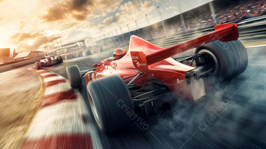 Foto Carro de Corrida Fórmula 1 em Alta Velocidade Curva Pista