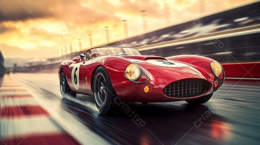 Foto Carro Esportivo Vermelho Vintage Corrida Pista Velocidade