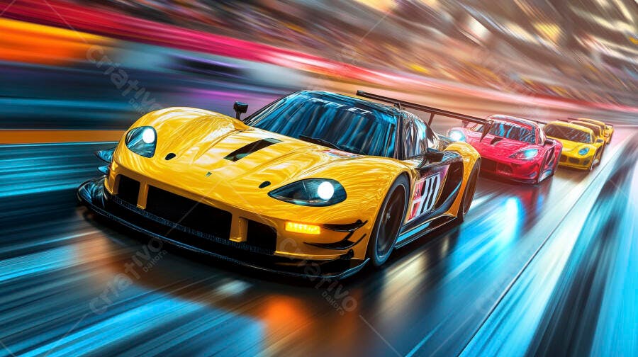 Carro de Corrida Amarelo Velocidade Pista de Corrida Esportes