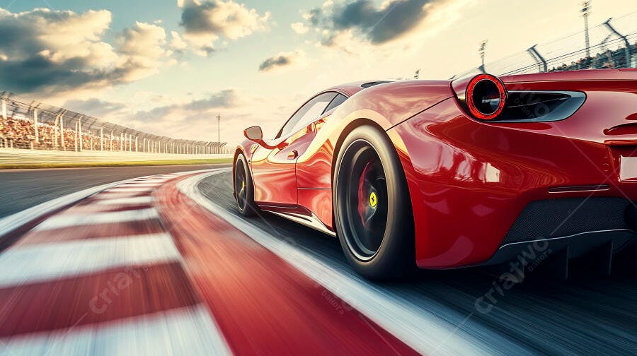 Foto Carro Esportivo Vermelho Corrida Pista Velocidade