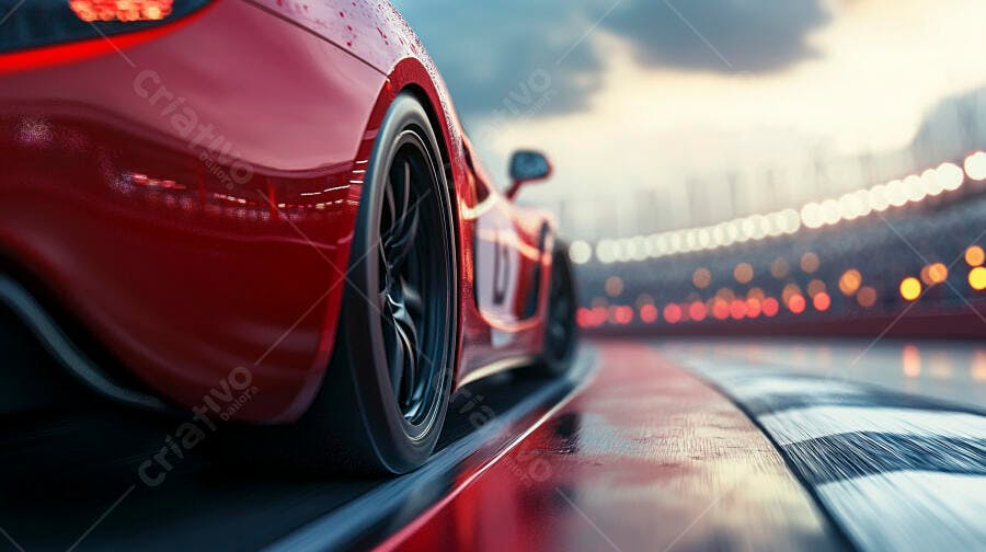 Foto Carro Esportivo Vermelho Pista de Corrida Velocidade