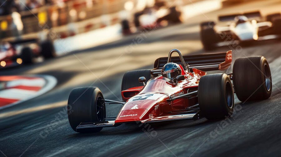 Foto Carro de Corrida Fórmula 1 Vermelho Pista de Velocidade