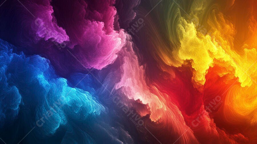 Fumaça Colorida Abstrata Nuvens Vibrantes Fundo Digital