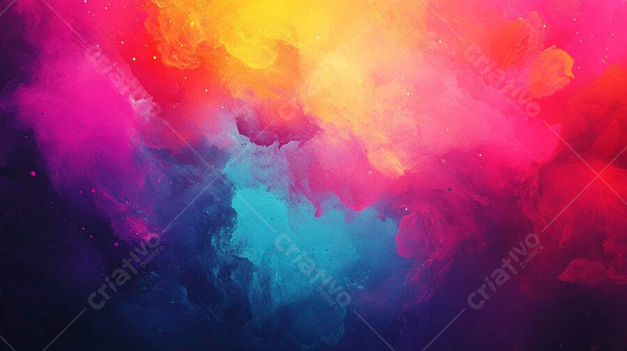Foto Explosão de Cores Fumaça Vibrante Abstrata Fundo Escuro