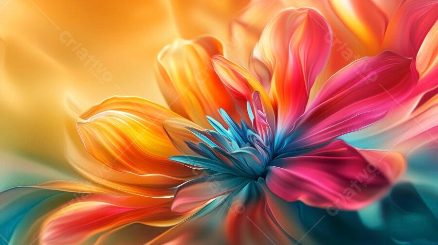 Foto Flor Abstrata Colorida Tons Vibrantes Digital