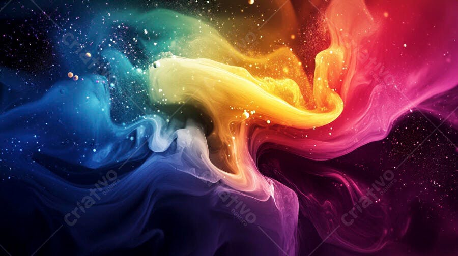 Fumaça Colorida Abstrata Explosão de Cores Fundo Escuro
