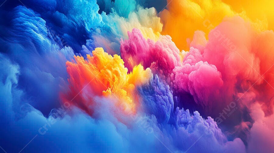 Foto Abstrata Nuvens de Fumaça Coloridas Vibrantes Fundo