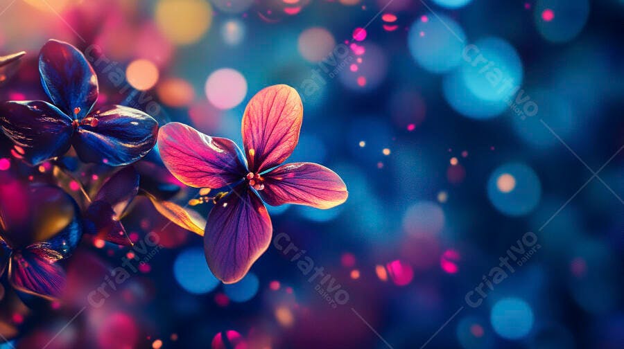Foto Flor Roxa Brilhante Bokeh Fundo Azul Rosa Abstrato