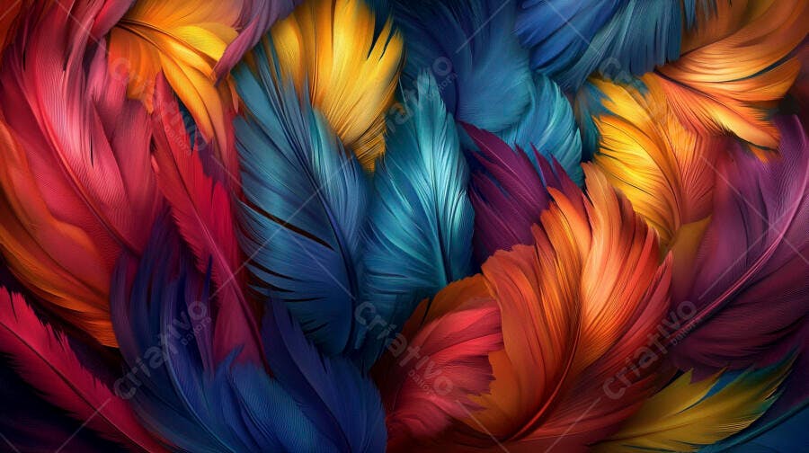 Foto Penas Coloridas Vibrantes Textura Fundo Abstrato