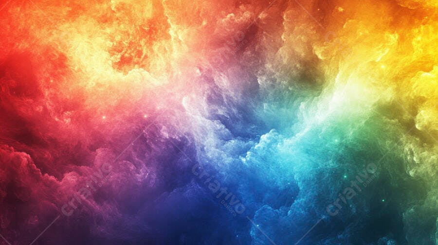 Fundo Abstrato Nuvem Colorida Arco-Íris Vibrante