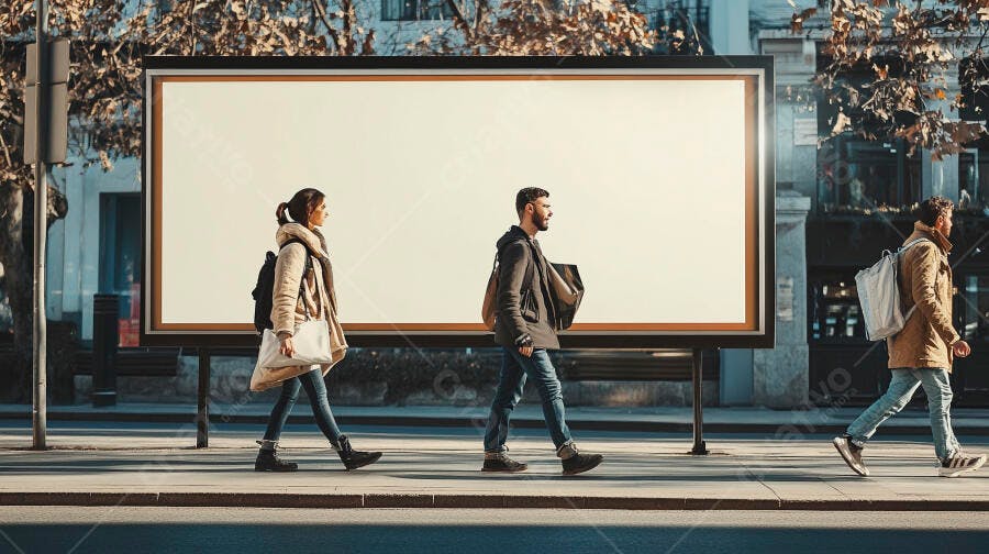 Foto Outdoor Publicidade Vazio Pessoas Andando Cidade