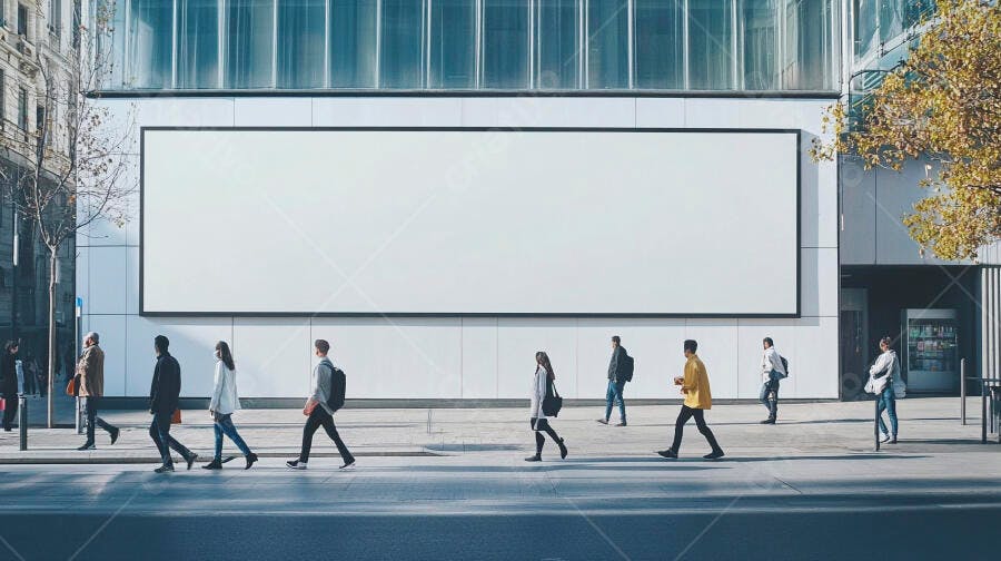Foto Outdoor Digital Mockup Pessoas Andando Rua Cidade