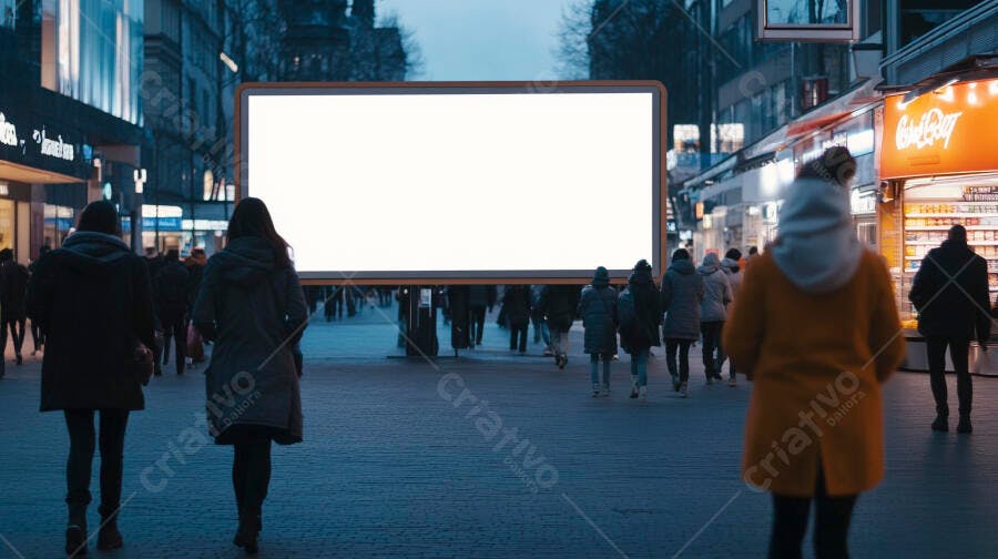 Foto Outdoor Digital Mockup Rua Urbana Noturna Pessoas
