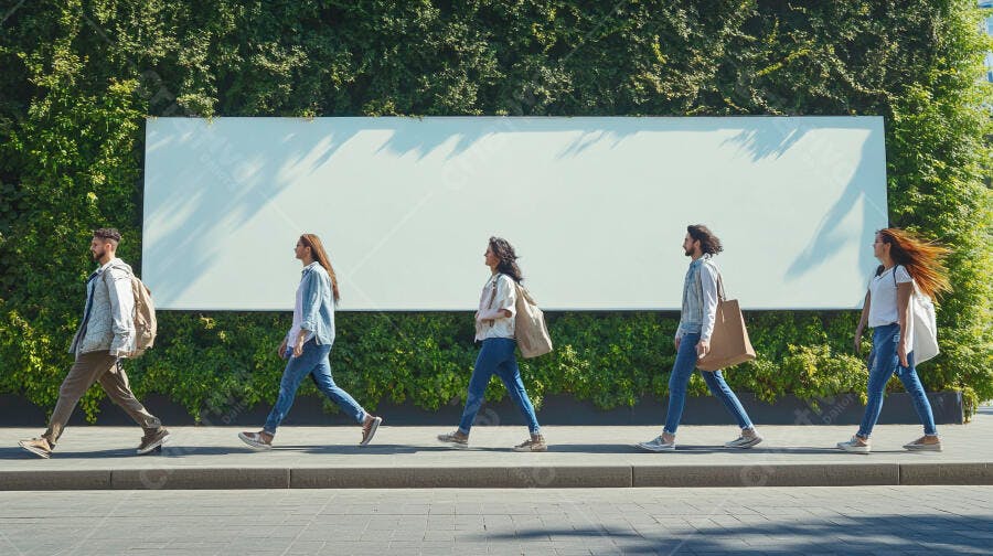 Foto Pessoas Diversas Andando Outdoor Marketing Urbano