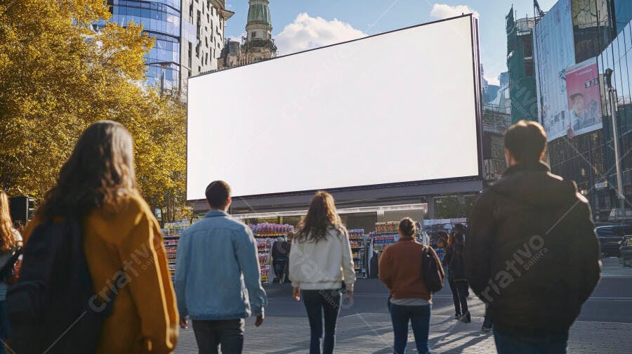 Foto Outdoor Digital Mockup Pessoas Olhando Cidade