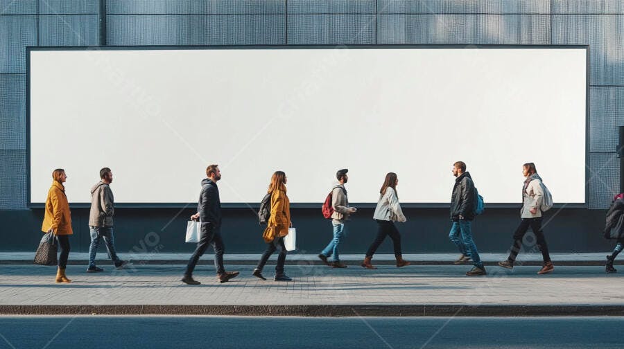 Foto Pessoas Andando Outdoor Publicidade Urbano