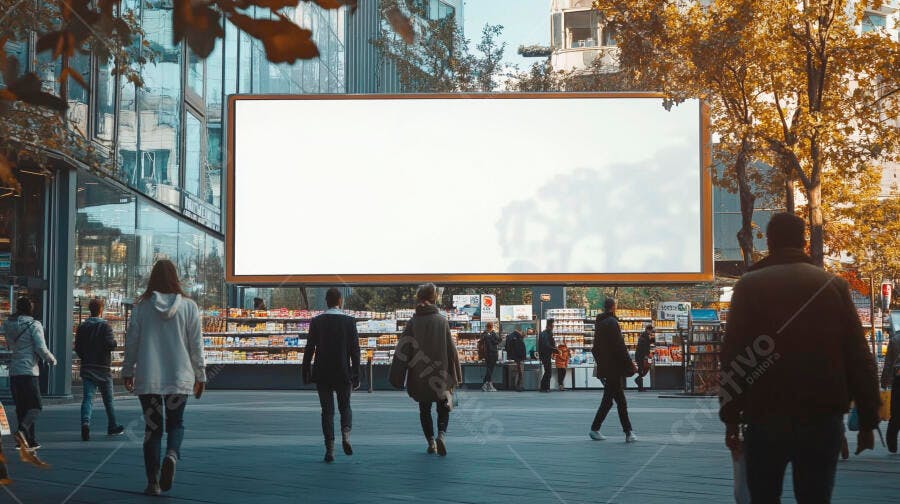 Foto Outdoor Publicidade Vazio Rua Pessoas Andando Cidade
