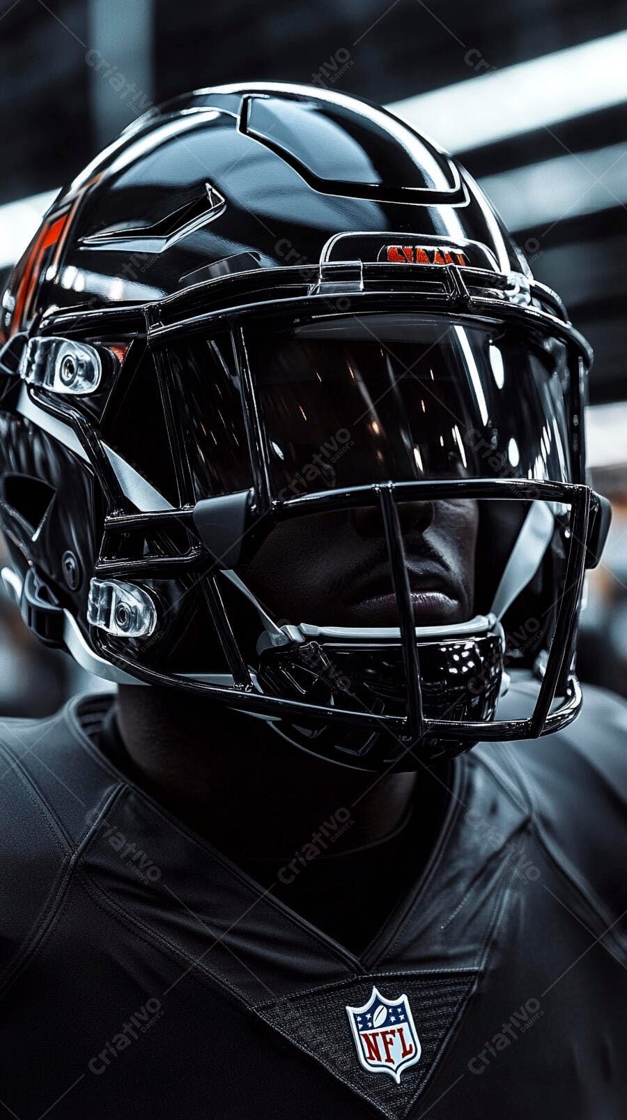 Foto Jogador Futebol Americano Capacete Preto NFL