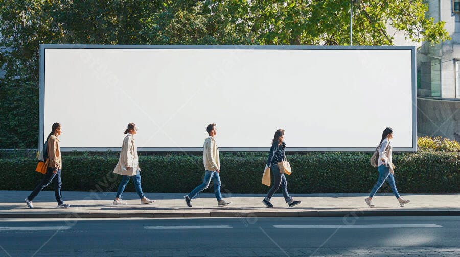 Foto Outdoor Painel Publicitário Vazio Rua Urbana Pessoas Andando