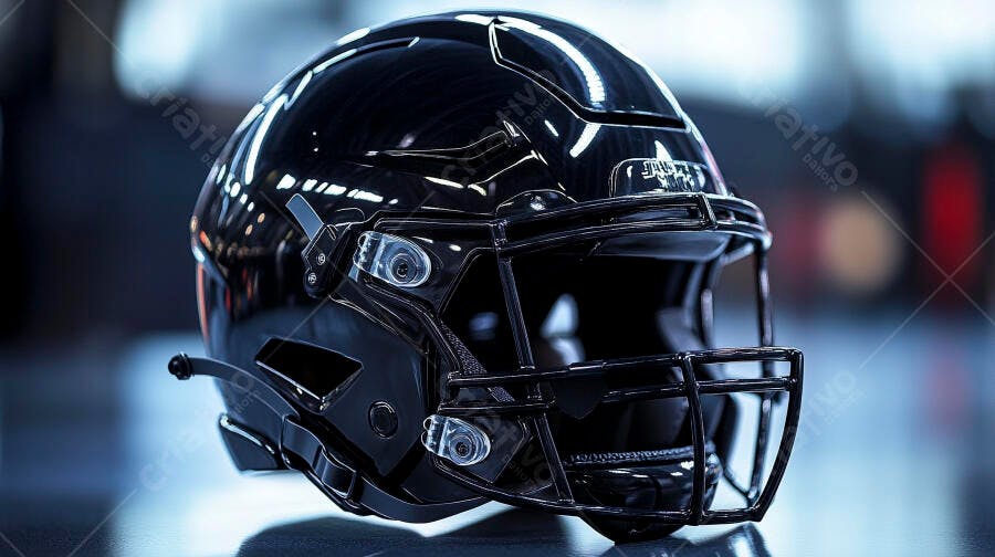 Foto Capacete Futebol Americano Preto Brilhante Estúdio