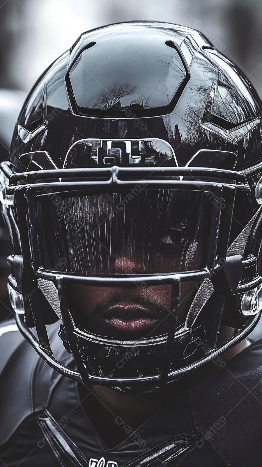 Foto Jogador Futebol Americano Capacete Preto Close-up