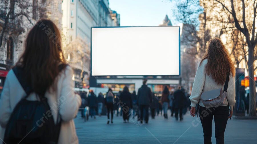 Foto Pessoas Andando Rua Cidade Outdoor Publicidade