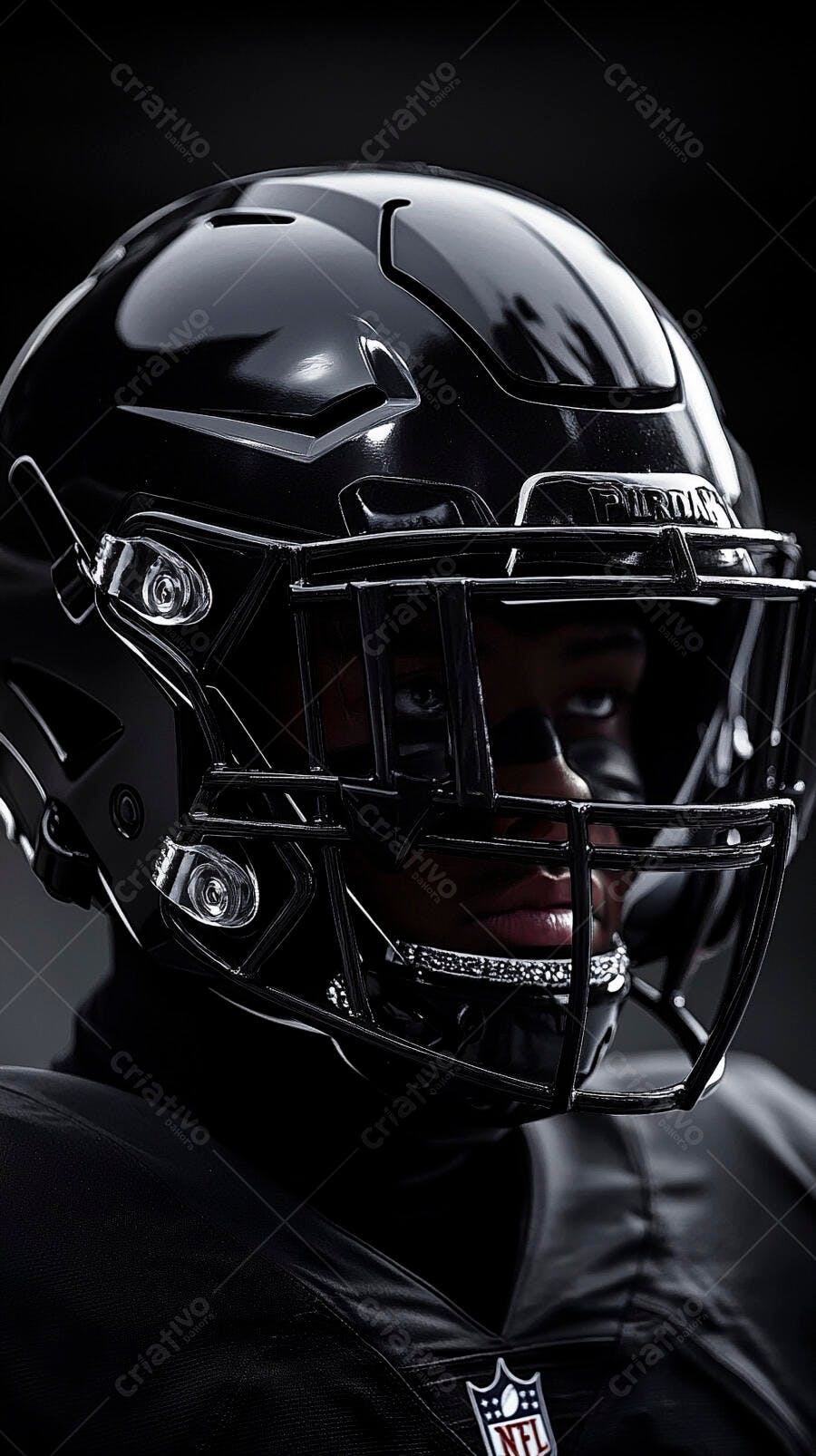 Foto Jogador Futebol Americano Capacete Preto Close-up