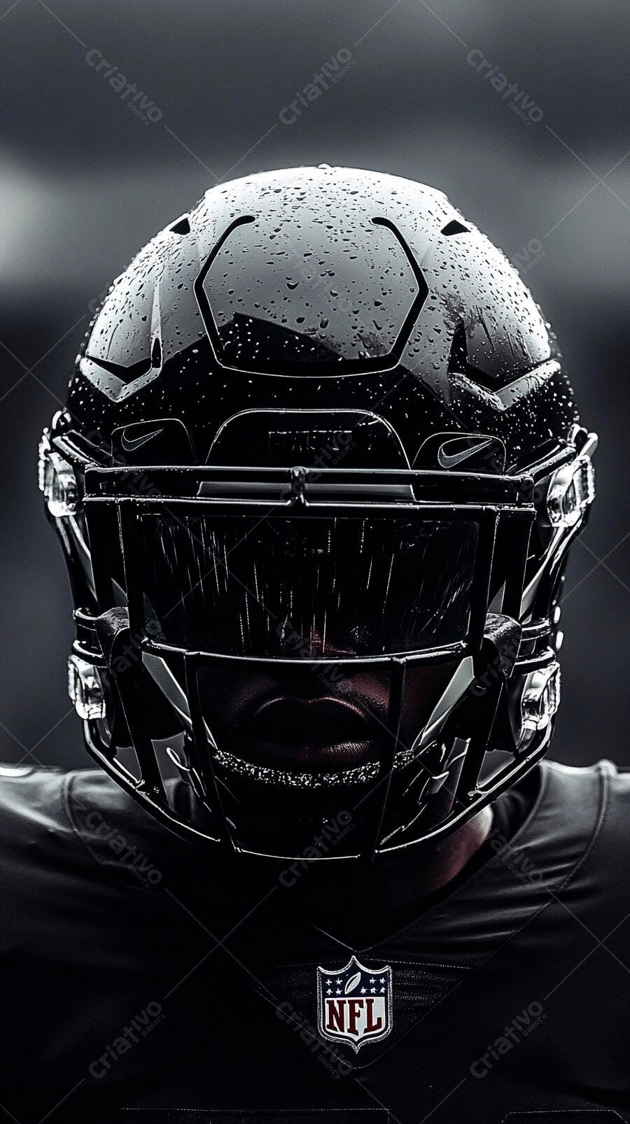 Foto Capacete Futebol Americano NFL Preto Gotas de Água