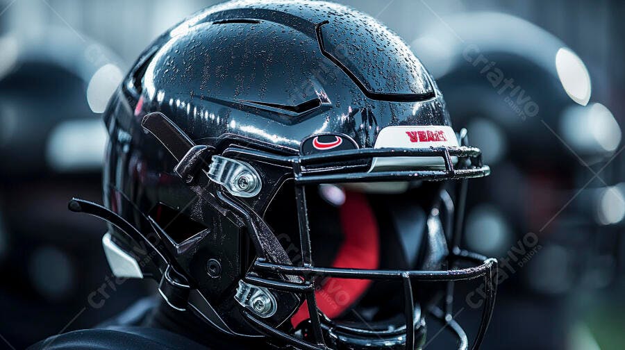 Foto Capacete Futebol Americano Preto Brilhante Close-up