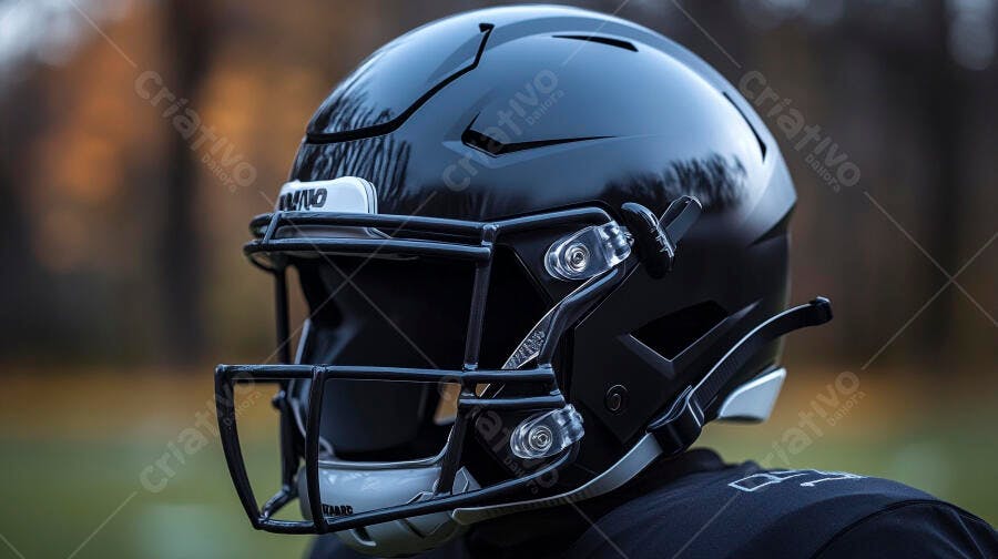 Foto Capacete Futebol Americano Preto Campo Esporte