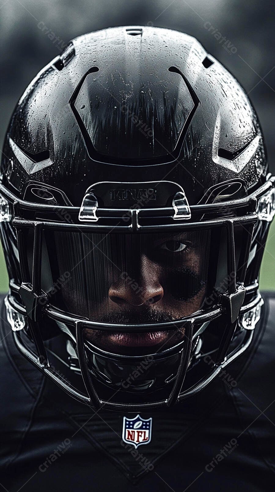 Foto Jogador Futebol Americano Capacete Preto Close-up NFL