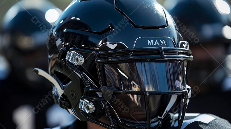 Foto Capacete Futebol Americano Preto Brilhante Close-up Esporte
