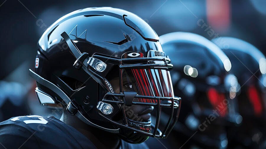 Foto Jogador Futebol Americano Capacete Preto Close-up Campo