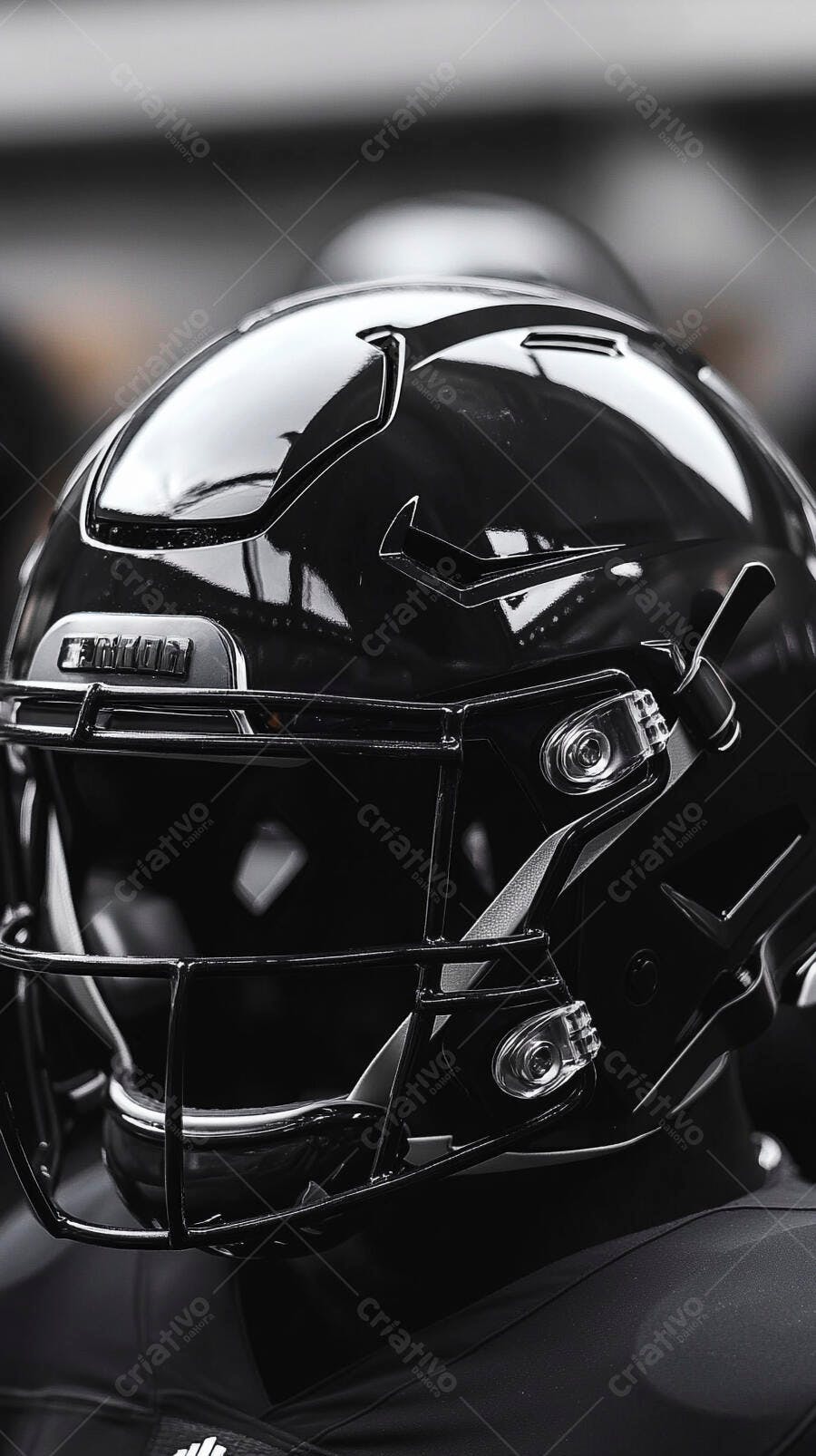 Foto Capacete Futebol Americano Preto Brilhante Close-up