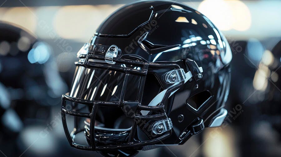 Foto Capacete Futebol Americano Preto Brilhante Esporte