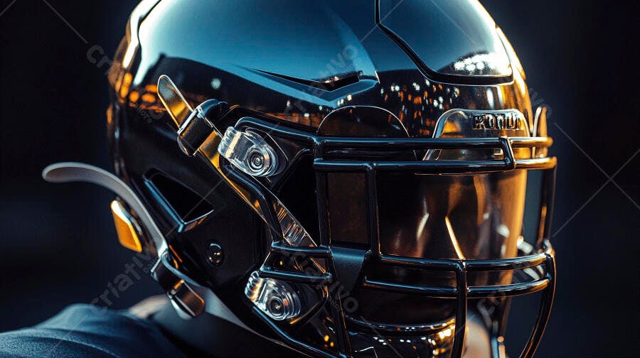 Foto Capacete Futebol Americano Preto Brilhante Close-up