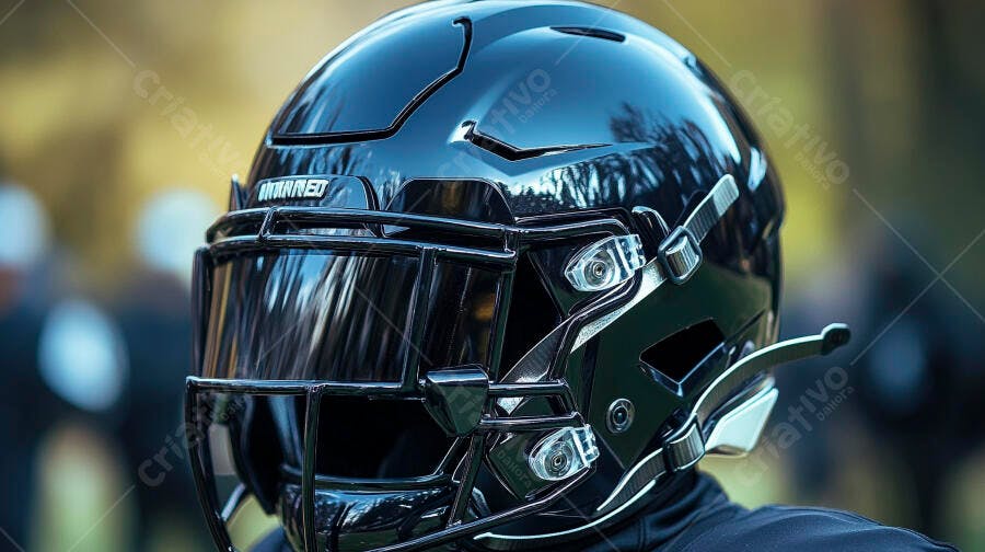 Foto Capacete Futebol Americano Preto Brilhante Close-up