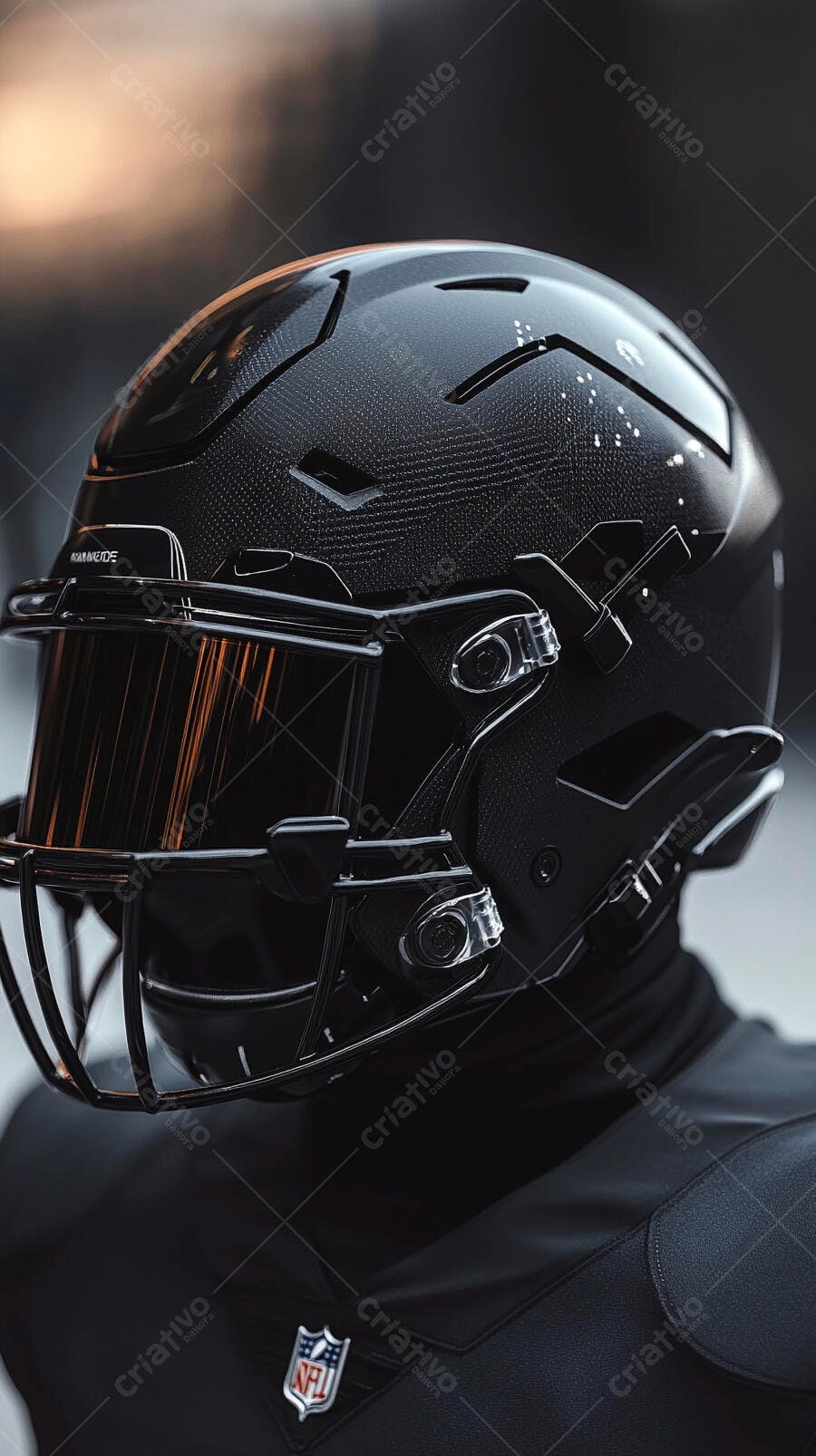 Foto Capacete Futebol Americano NFL Preto Detalhe Textura