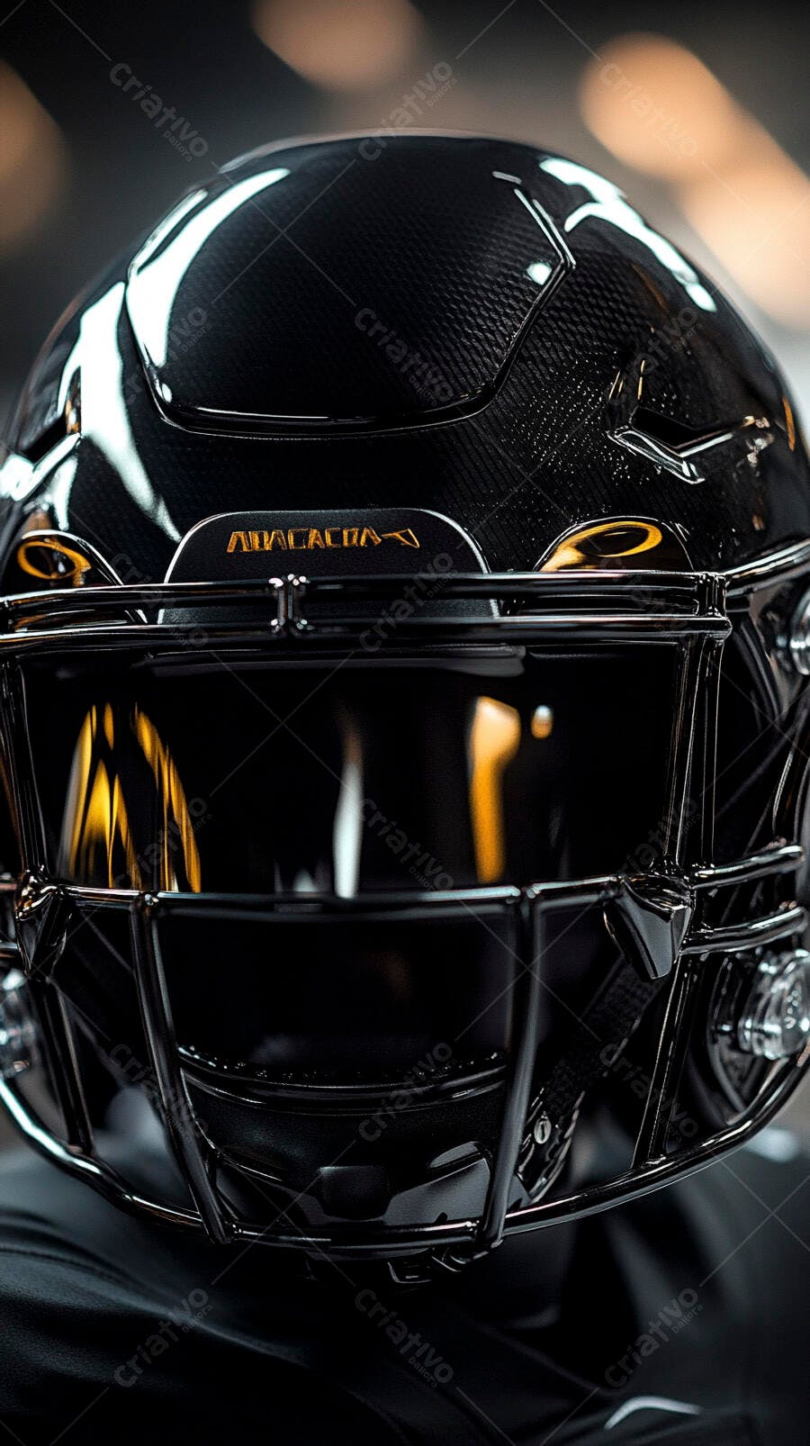 Foto Capacete Futebol Americano Preto Brilhante Close-up
