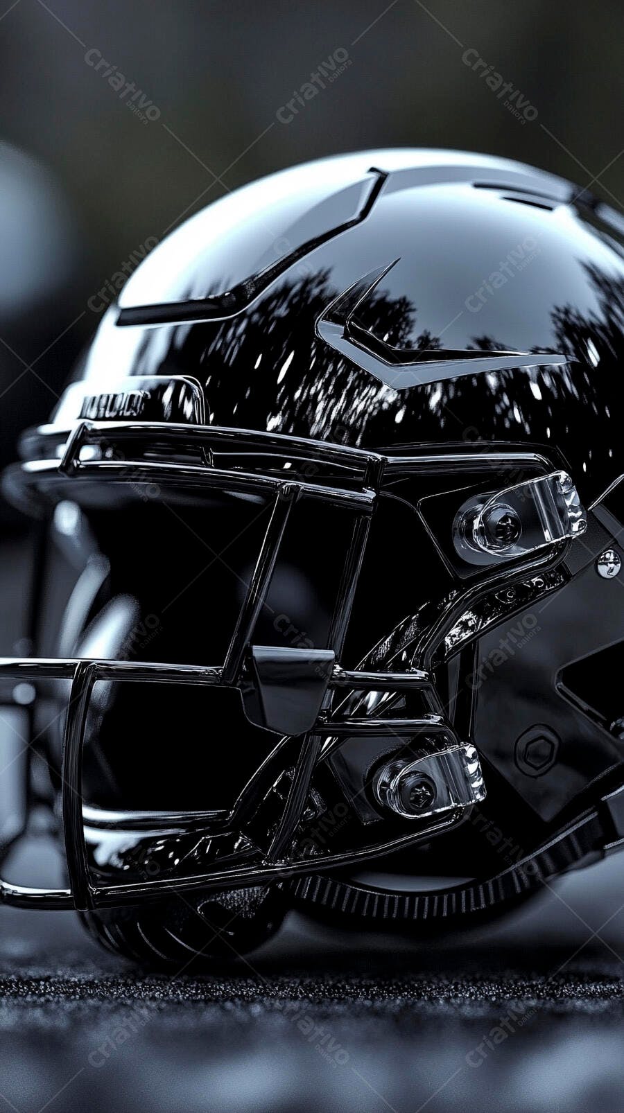 Foto Capacete Futebol Americano Preto Brilhante Close-up
