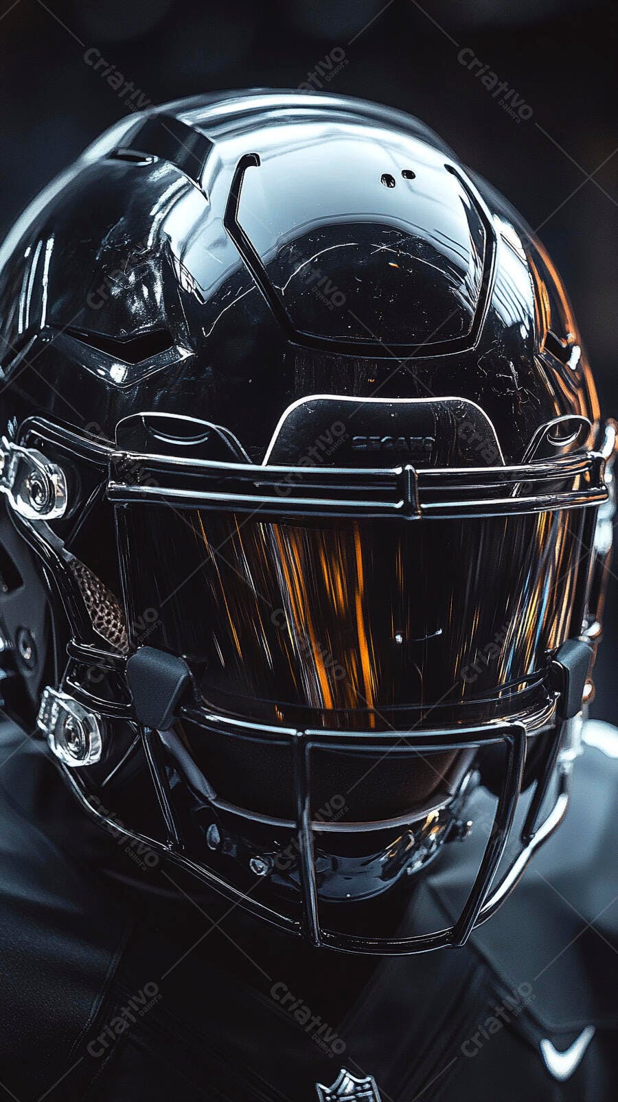 Foto Capacete Futebol Americano Preto Brilhante Close-up