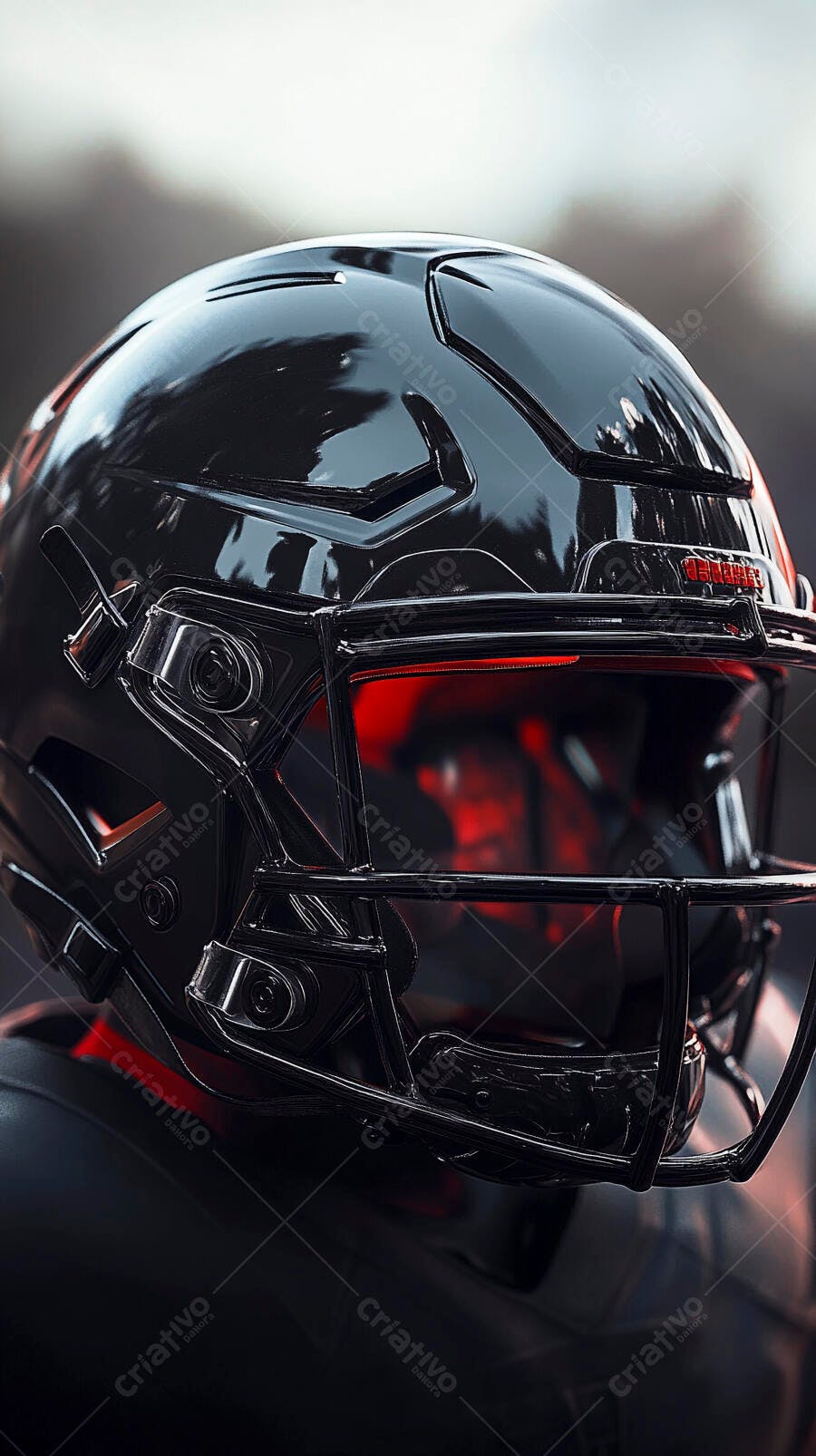 Foto Capacete Futebol Americano Preto Brilhante Close-up