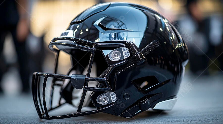 Foto Capacete Futebol Americano Preto Campo Esportivo
